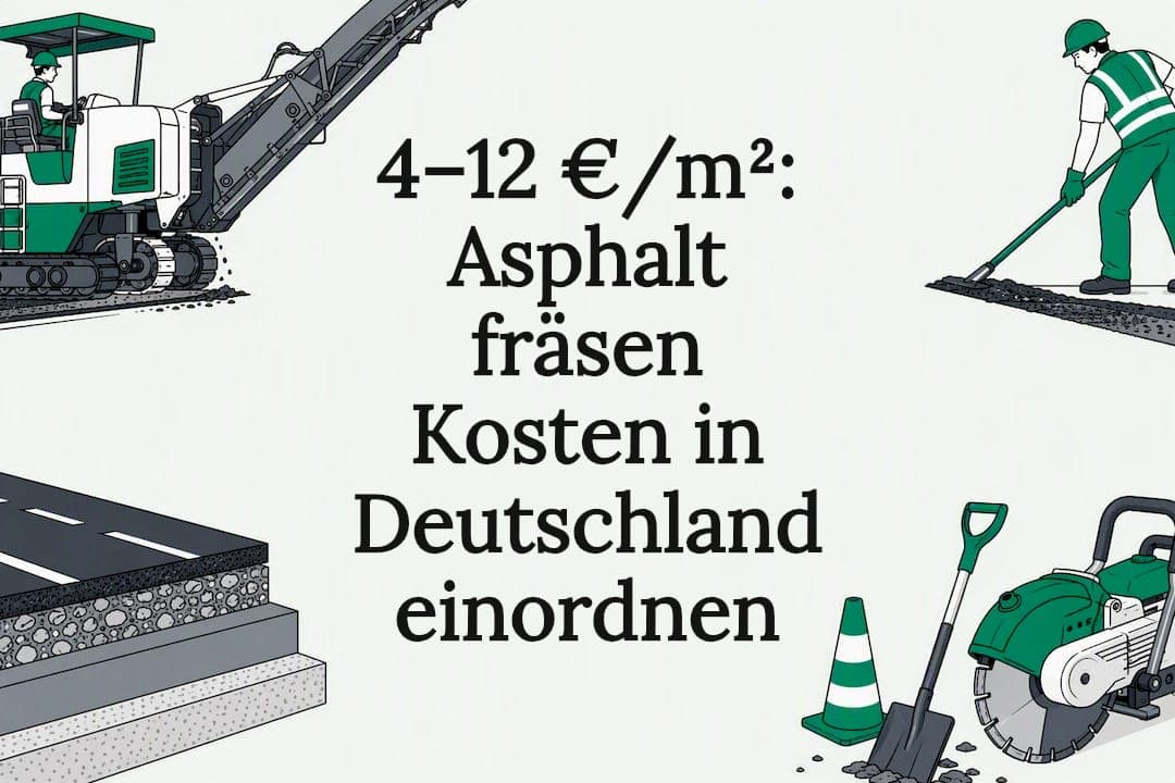 4–12 €/m²: Asphalt fräsen Kosten in Deutschland einordnen