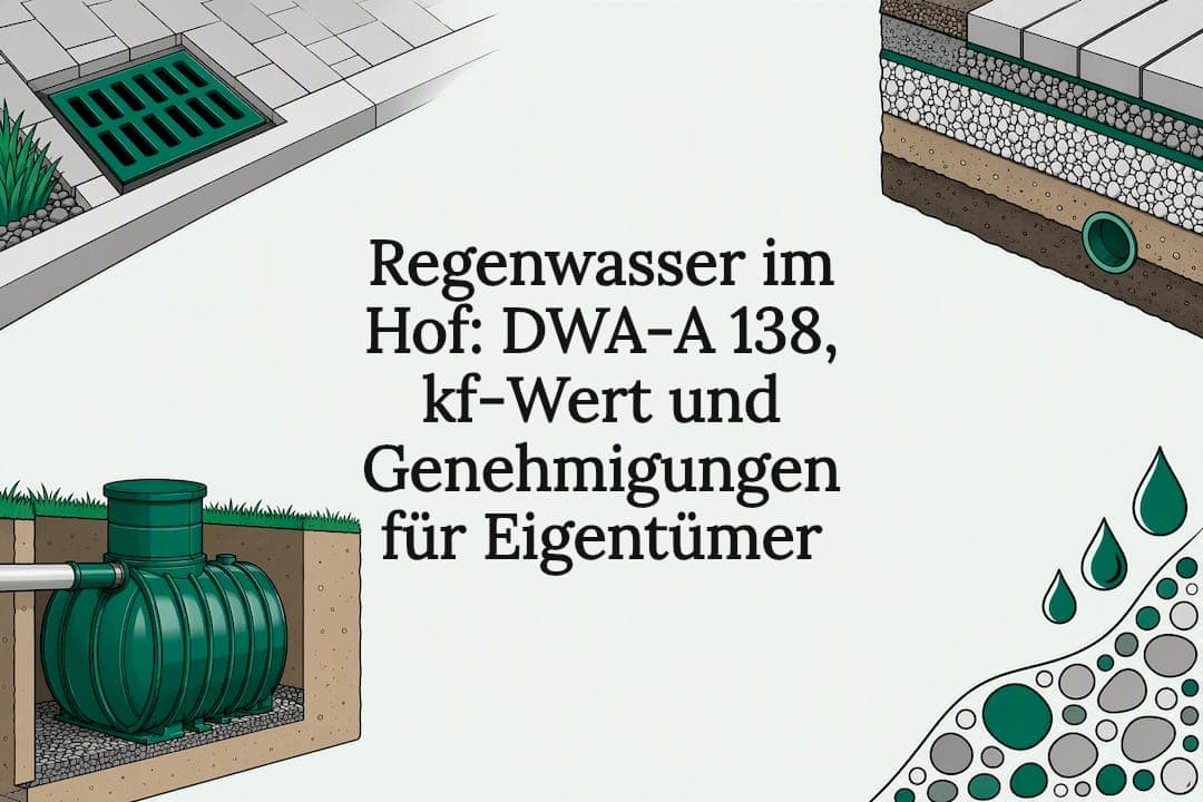 Regenwasser im Hof: DWA‑A 138, kf‑Wert und Genehmigungen für Eigentümer